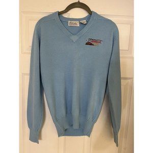 LILLY DACHE Vintage Womens S/M Las Vegas Showboat Blue V Neck Sweater